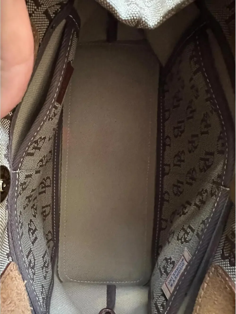 Dooney & Bourke DB Logo Canvas Drawstring Tote Y2K